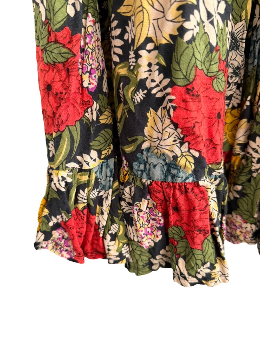 Natural Life Hanna Convertible Floral Tiered Maxi Skirt Black Red Poppy medium - Picture 4 of 7